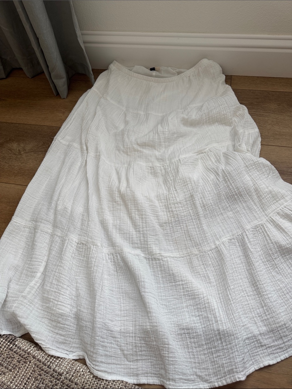 Universal Thread White Tiered A-Line Midi Skirt